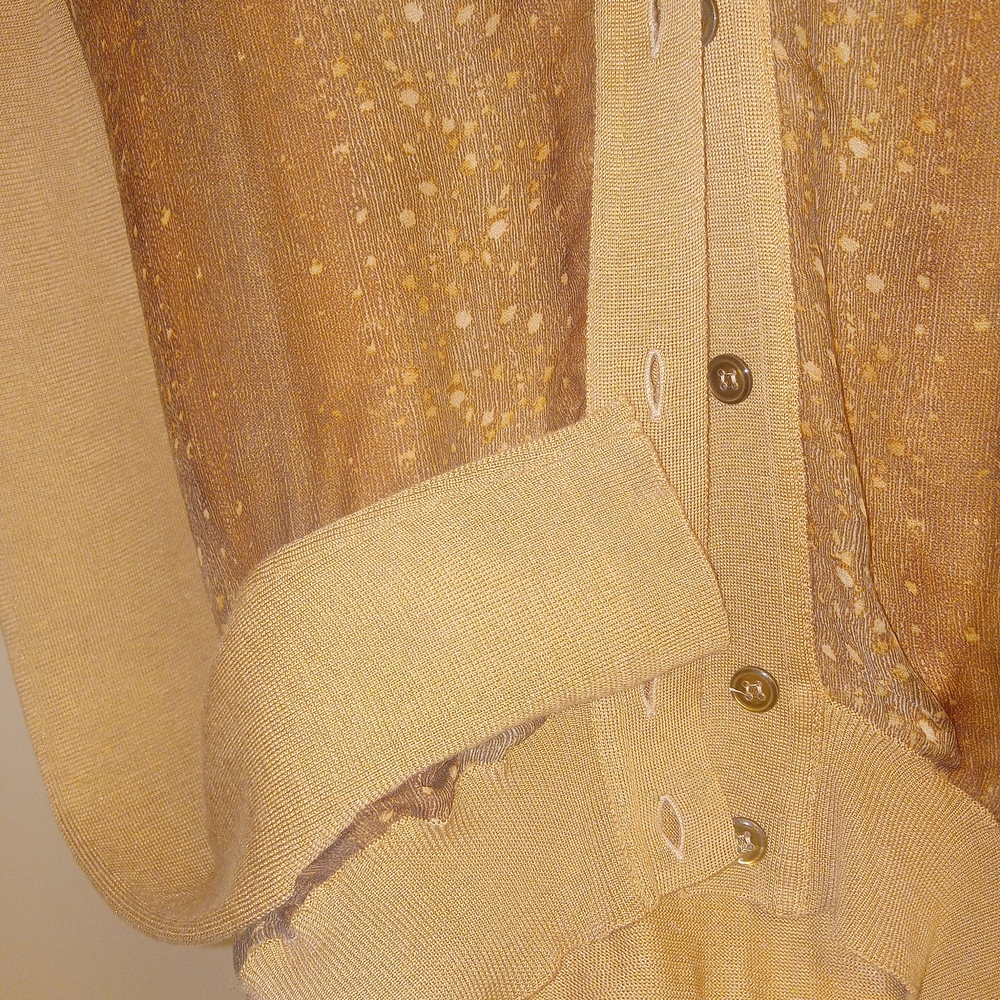 Yves Saint Laurent Sheer Tan V-Neck Cardigan - Picture 4 of 8